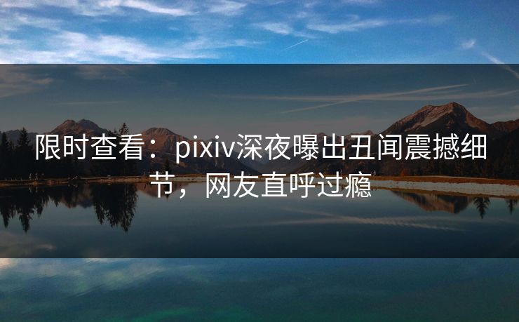 限时查看：pixiv深夜曝出丑闻震撼细节，网友直呼过瘾