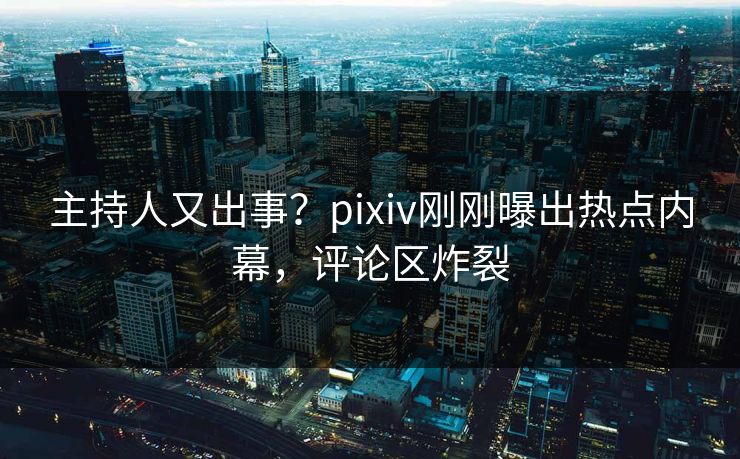 主持人又出事？pixiv刚刚曝出热点内幕，评论区炸裂