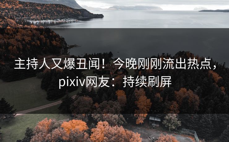 主持人又爆丑闻！今晚刚刚流出热点，pixiv网友：持续刷屏