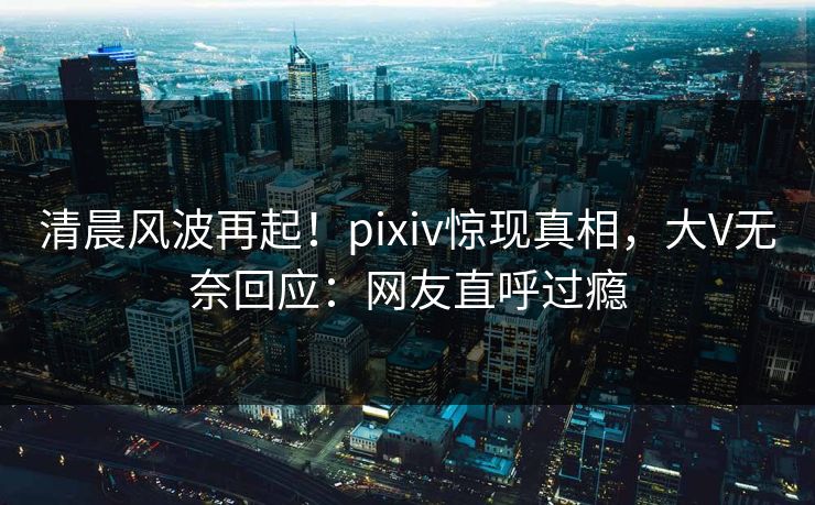清晨风波再起！pixiv惊现真相，大V无奈回应：网友直呼过瘾