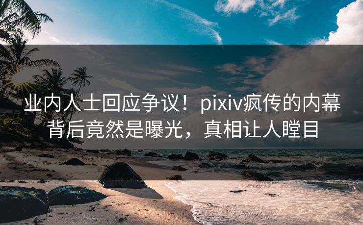 业内人士回应争议！pixiv疯传的内幕背后竟然是曝光，真相让人瞠目