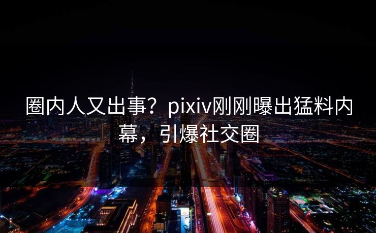 圈内人又出事？pixiv刚刚曝出猛料内幕，引爆社交圈