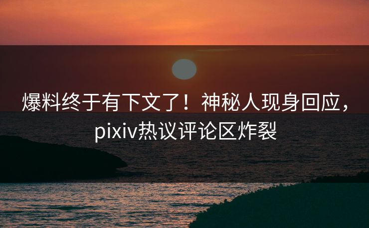 爆料终于有下文了！神秘人现身回应，pixiv热议评论区炸裂