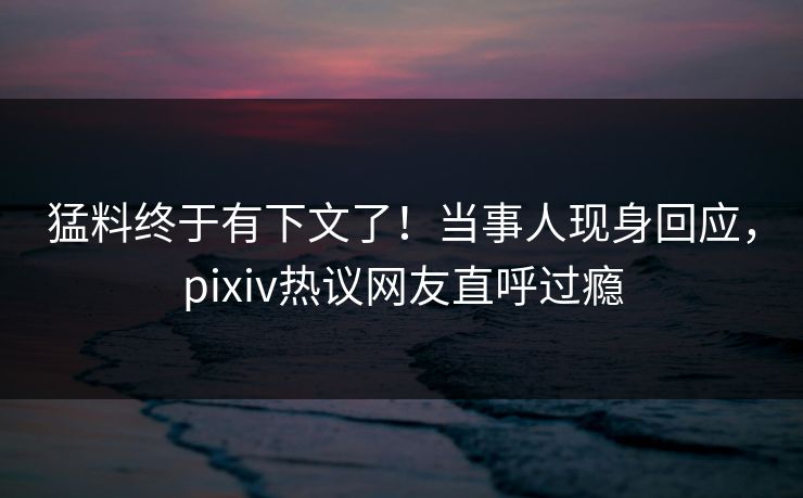 猛料终于有下文了！当事人现身回应，pixiv热议网友直呼过瘾