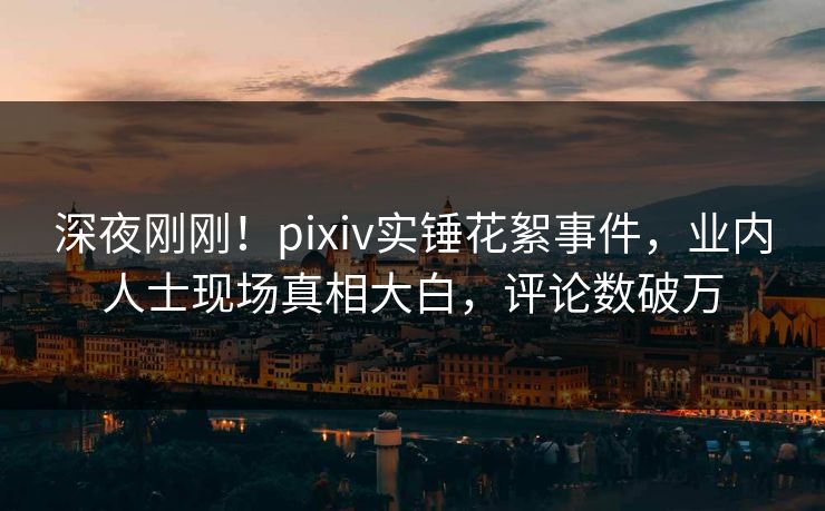 深夜刚刚！pixiv实锤花絮事件，业内人士现场真相大白，评论数破万
