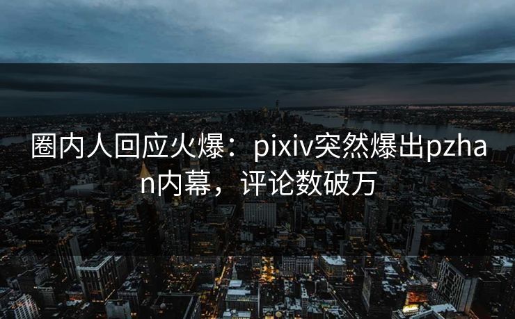 圈内人回应火爆：pixiv突然爆出pzhan内幕，评论数破万