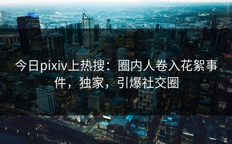 今日pixiv上热搜：圈内人卷入花絮事件，独家，引爆社交圈