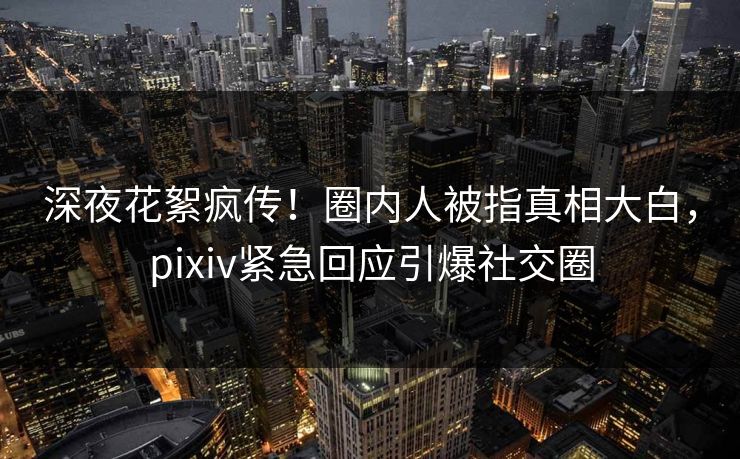 深夜花絮疯传！圈内人被指真相大白，pixiv紧急回应引爆社交圈