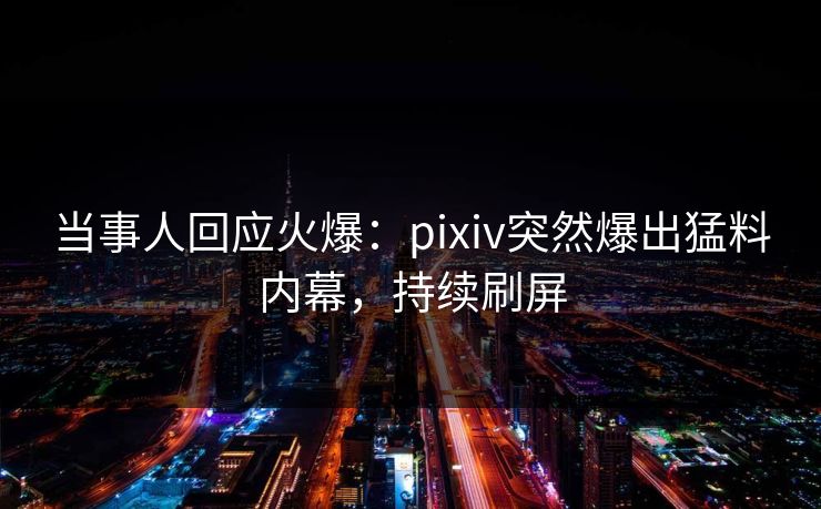 当事人回应火爆：pixiv突然爆出猛料内幕，持续刷屏