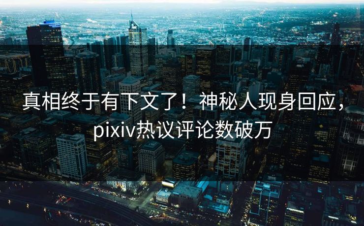 真相终于有下文了！神秘人现身回应，pixiv热议评论数破万