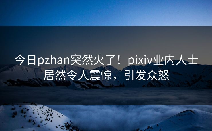 今日pzhan突然火了！pixiv业内人士居然令人震惊，引发众怒
