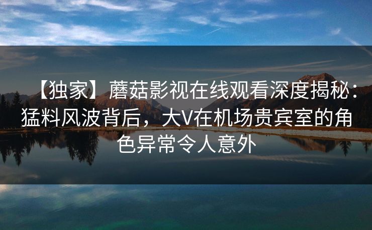【独家】蘑菇影视在线观看深度揭秘：猛料风波背后，大V在机场贵宾室的角色异常令人意外